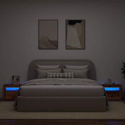 vidaXL Bedside Cabinets 2 pcs with LEDs Old Wood 60x35x40 cm