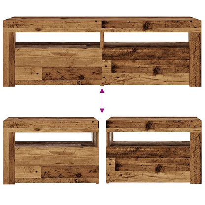 vidaXL Bedside Cabinet | Set of 2 | Old wood | Engineered wood | Medium
