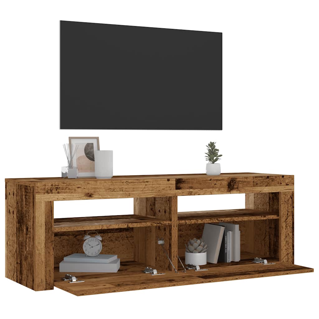 vidaXL Bedside Cabinets 2 pcs with LEDs Old Wood 60x35x40 cm
