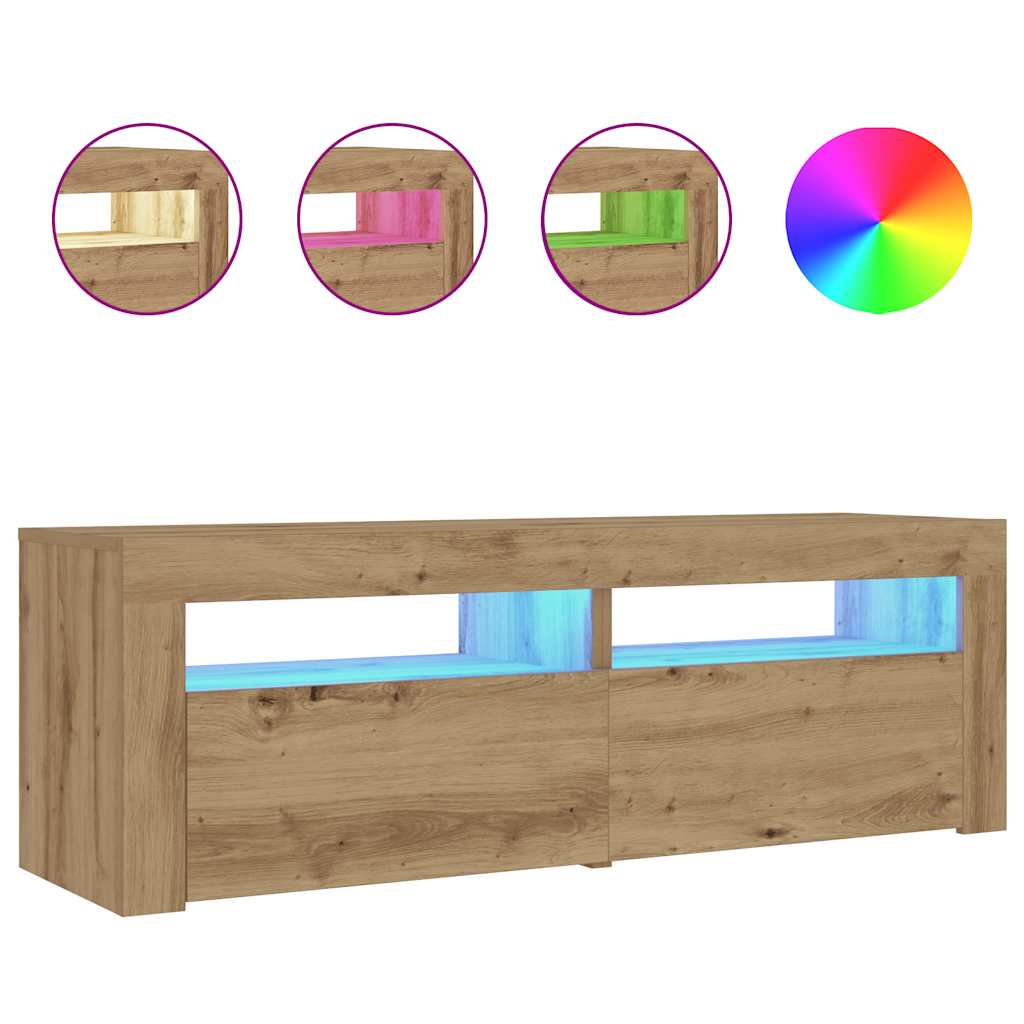 vidaXL Bedside Cabinets 2 pcs with LEDs Artisan Oak 60x35x40 cm
