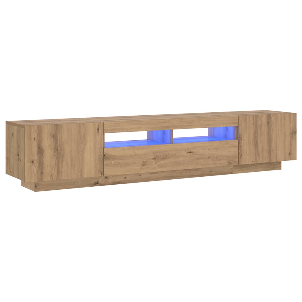 vidaXL TV Cabinet with LED Lights Artisan Oak 200x35x40 cm Engineered Wood