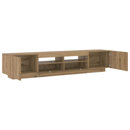 vidaXL TV Cabinet with LED Lights Artisan Oak 200x35x40 cm Engineered Wood