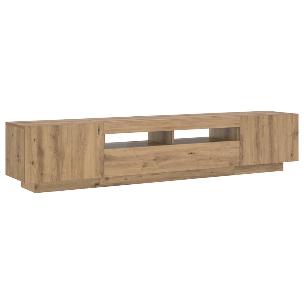vidaXL TV Cabinet with LED Lights Artisan Oak 200x35x40 cm Engineered Wood