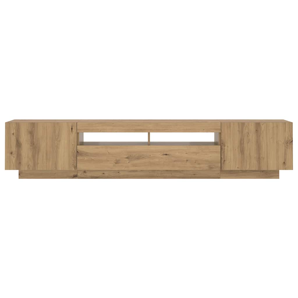 vidaXL TV Cabinet with LED Lights Artisan Oak 200x35x40 cm Engineered Wood