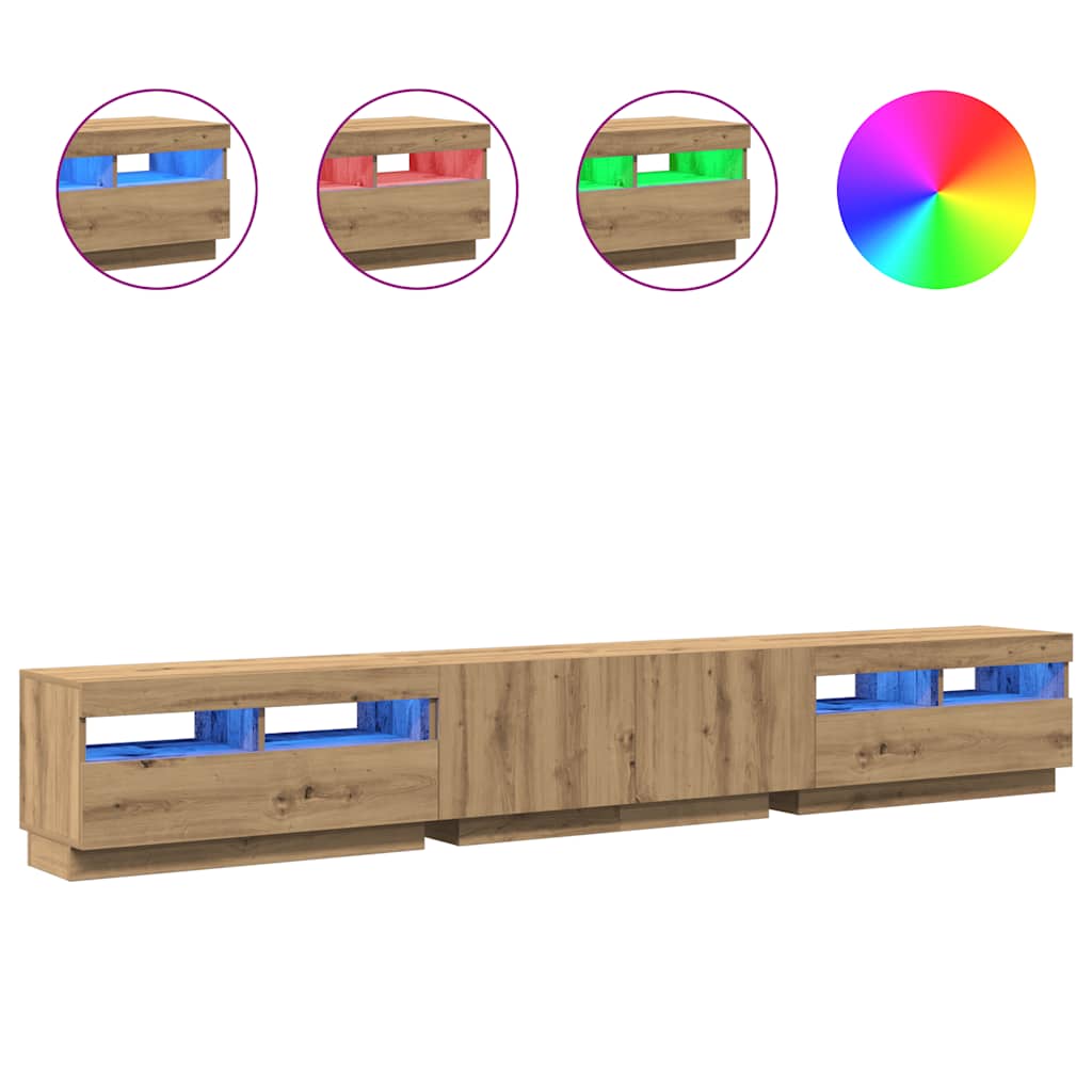 vidaXL TV Cabinet with LED Lights Artisan Oak 260x35x40 cm