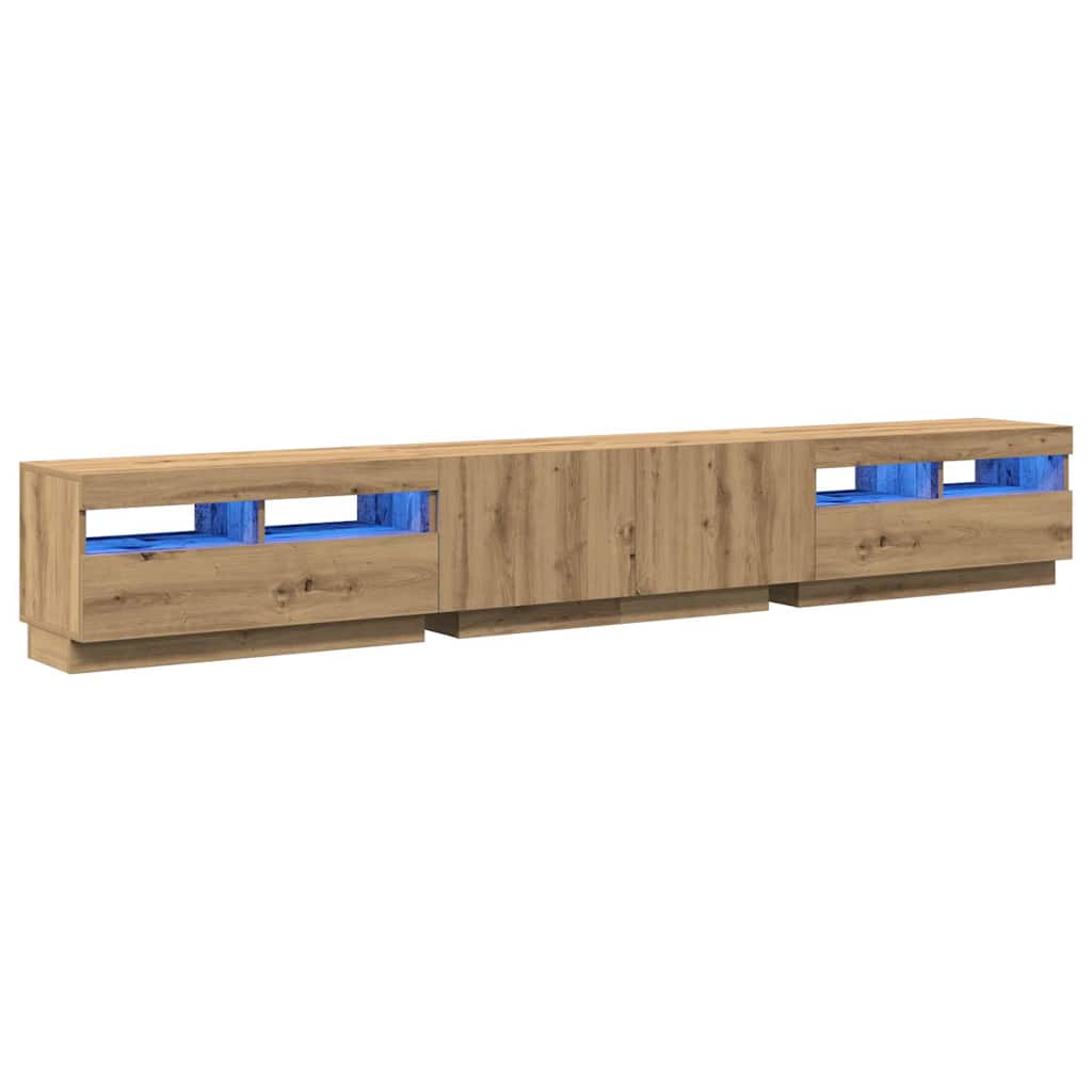 vidaXL TV Cabinet with LED Lights Artisan Oak 260x35x40 cm