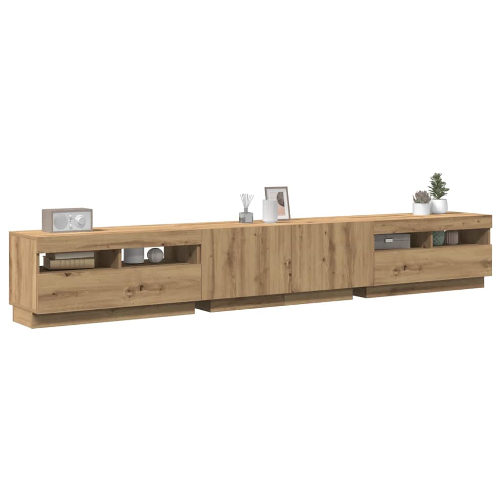 vidaXL TV Cabinet with LED Lights Artisan Oak 260x35x40 cm