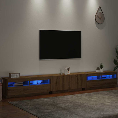vidaXL TV Cabinet with LED Lights Artisan Oak 300x35x40 cm
