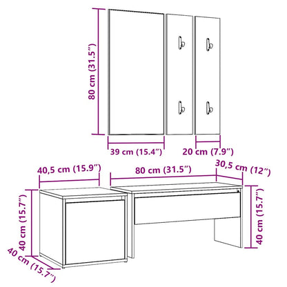 vidaXL Hallway Furniture Set Old Wood Engineered Wood