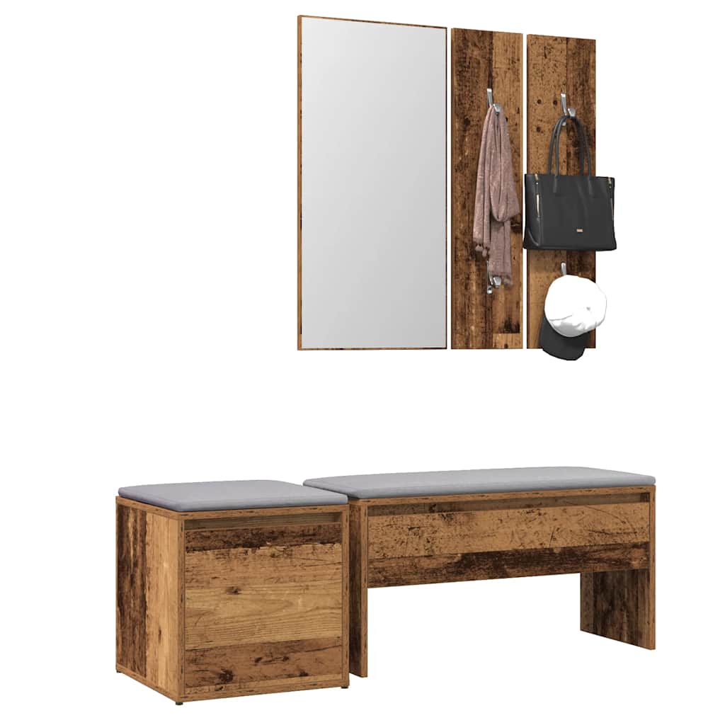vidaXL Hallway Furniture Set Old Wood Engineered Wood
