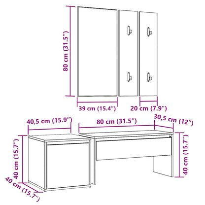 vidaXL Hallway Furniture Set Artisan Oak Engineered Wood