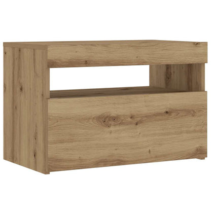 vidaXL Bedside Cabinet with LED Lights Artisan Oak 60x35x40 cm Engineered Wood