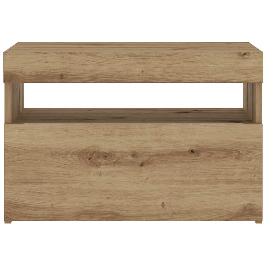 vidaXL Bedside Cabinet with LED Lights Artisan Oak 60x35x40 cm Engineered Wood