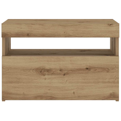 vidaXL Bedside Cabinet with LED Lights Artisan Oak 60x35x40 cm Engineered Wood