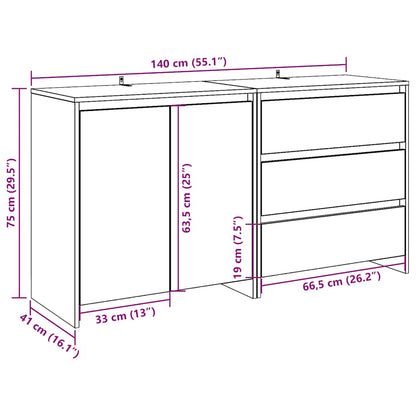 vidaXL 2 Piece Sideboard Old Wood Engineered Wood