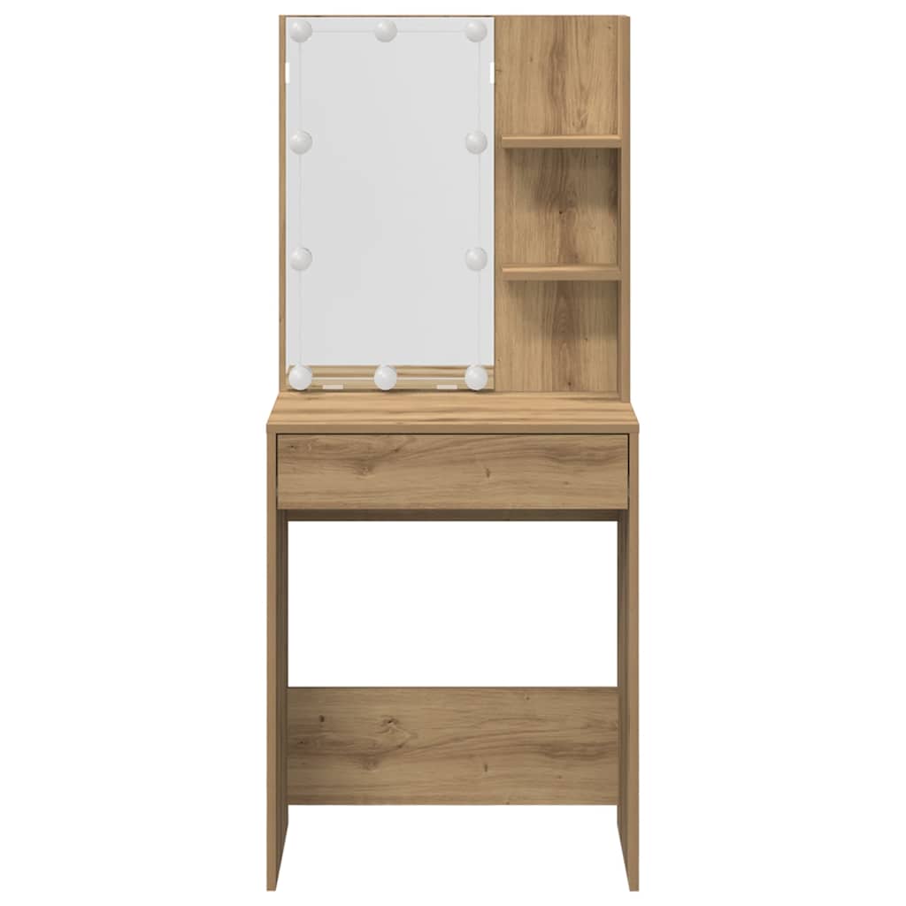 vidaXL Dressing Table Set with LED Artisan Oak Engineered Wood