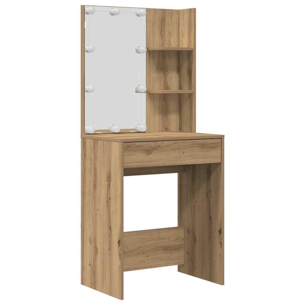 vidaXL Dressing Table Set with LED Artisan Oak Engineered Wood