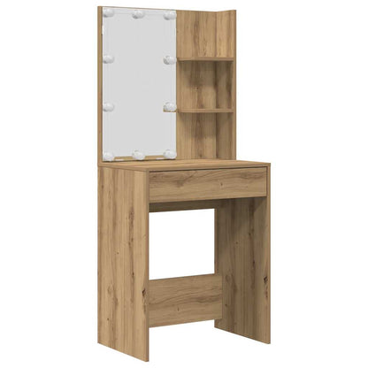 vidaXL Dressing Table Set with LED Artisan Oak Engineered Wood