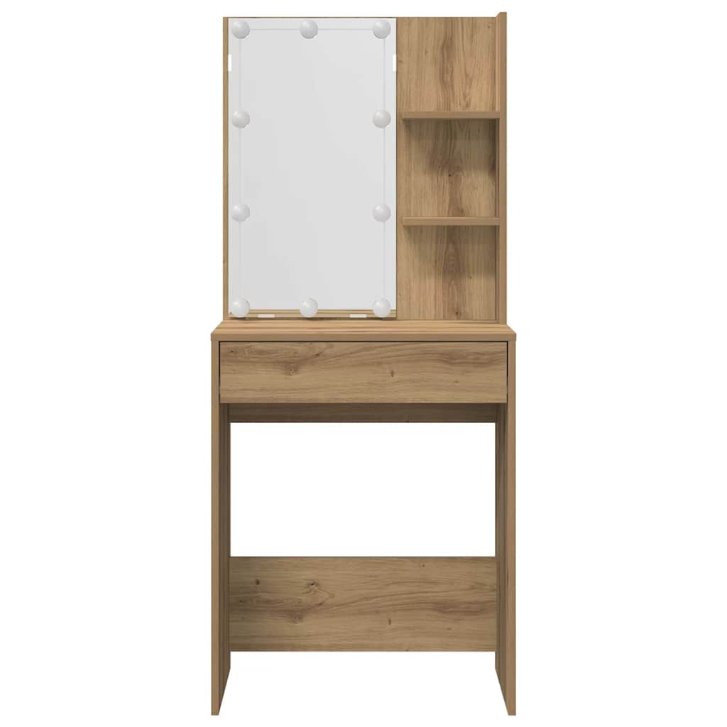 vidaXL Dressing Table Set with LED Artisan Oak Engineered Wood
