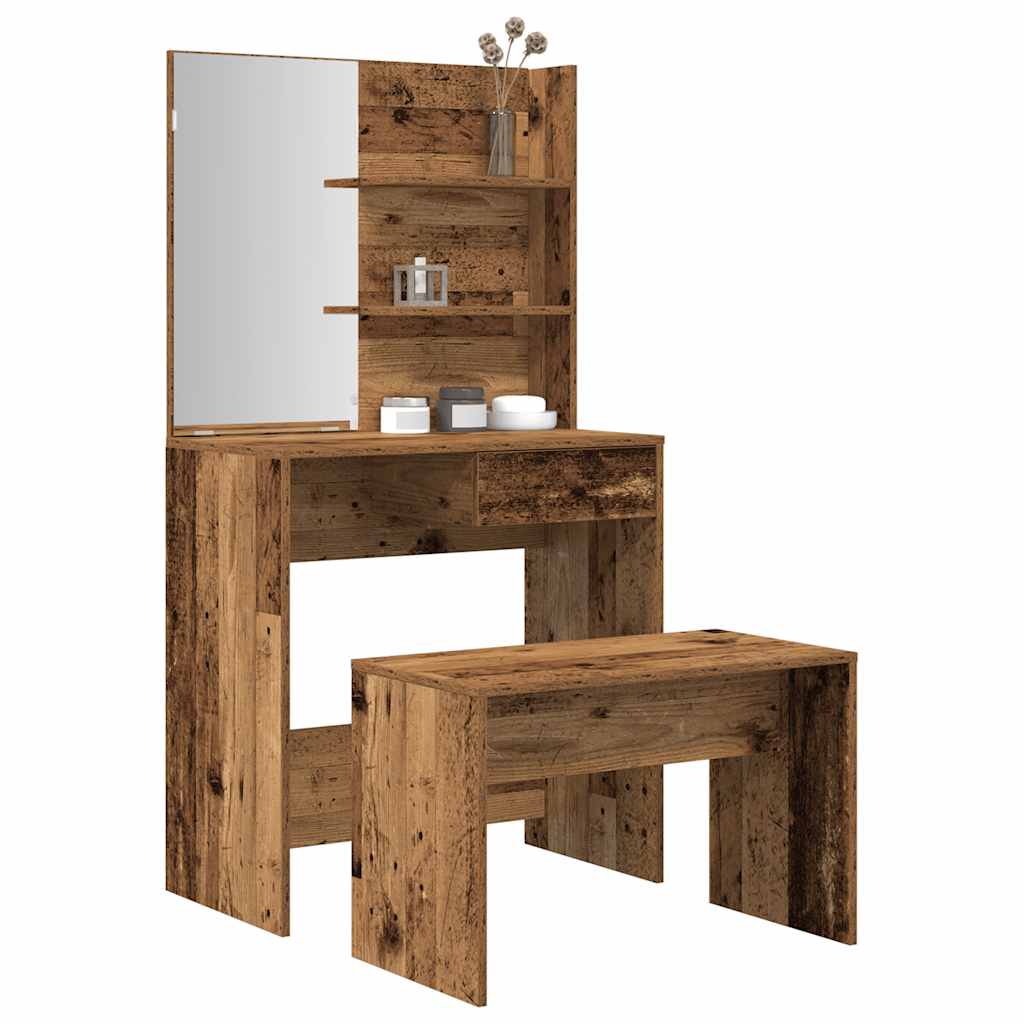 vidaXL Dressing Table Set Old Wood Engineered Wood