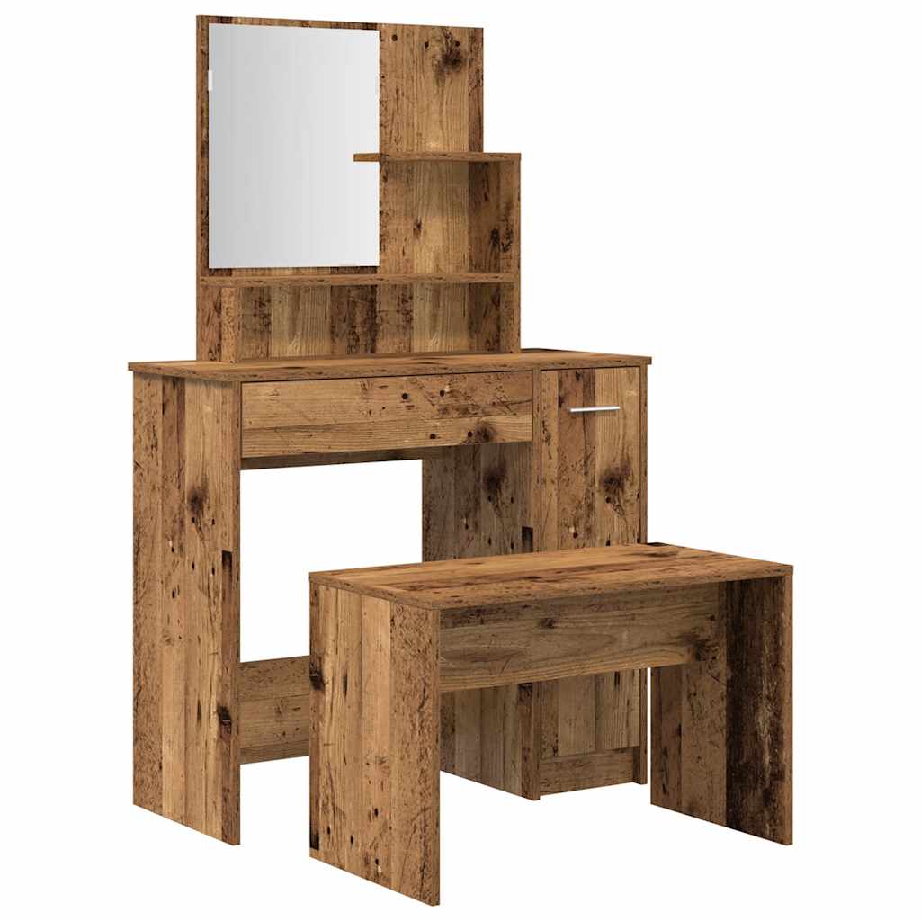 vidaXL Dressing Table Set Old Wood Engineered Wood