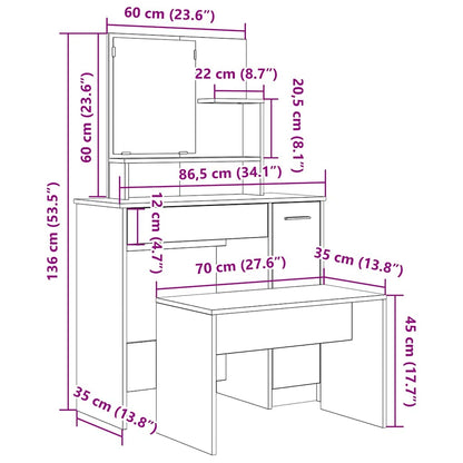 vidaXL Dressing Table Set Artisan Oak Engineered Wood