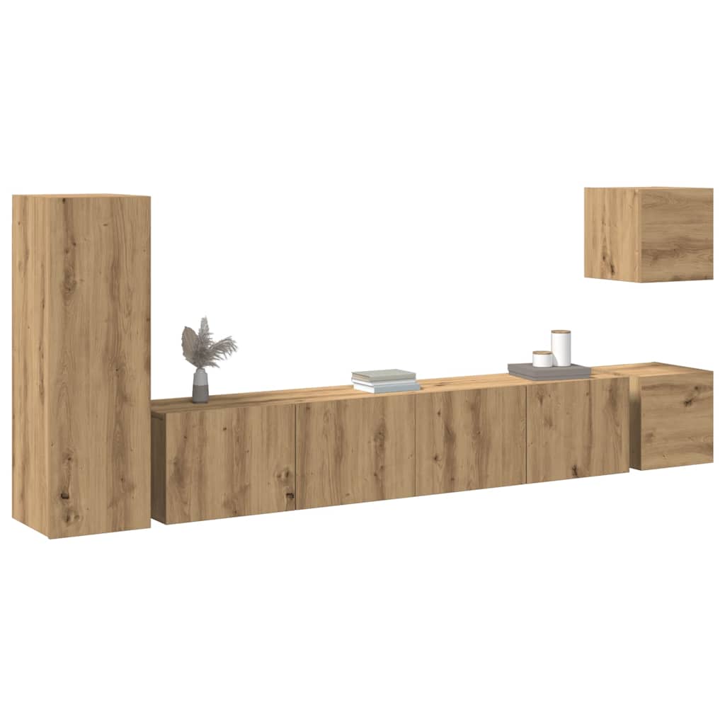 vidaXL 5 Piece TV Cabinet Set Wall-mounted Artisan Oak Engineered Wood