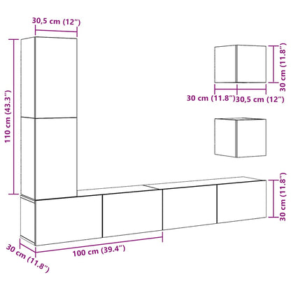 vidaXL 5 Piece TV Cabinet Set Wall-mounted Old Wood Engineered Wood
