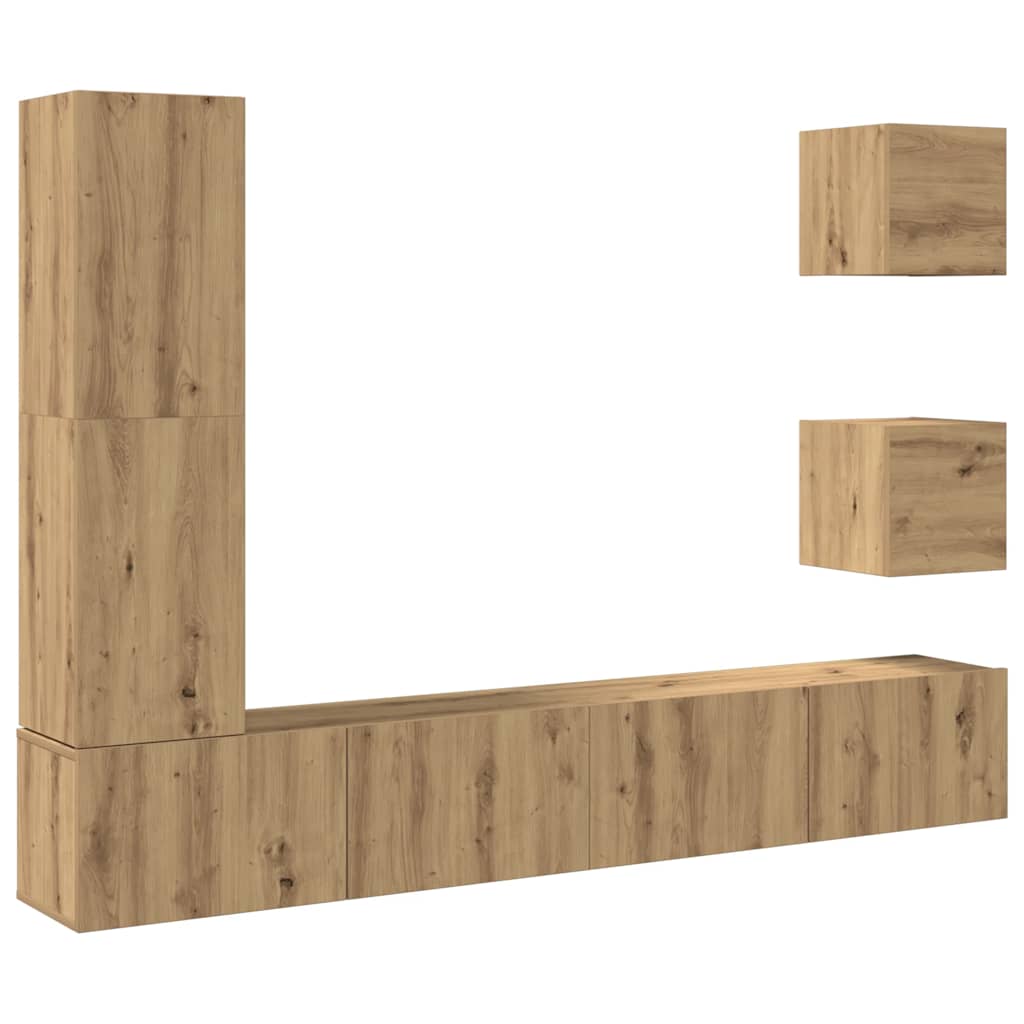 vidaXL 5 Piece TV Cabinet Set Wall-mounted Artisan Oak Engineered Wood
