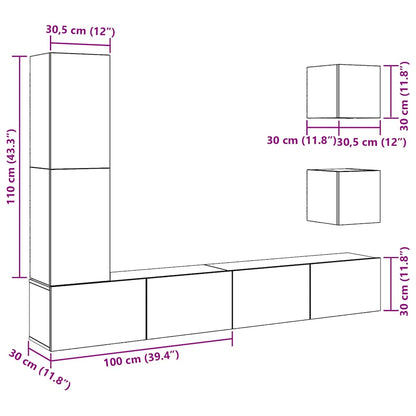 vidaXL 5 Piece TV Cabinet Set Wall-mounted Artisan Oak Engineered Wood
