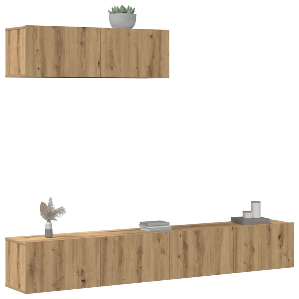 vidaXL TV Cabinet Set | Set of 3 | Artisan oak | Engineered wood | Medium