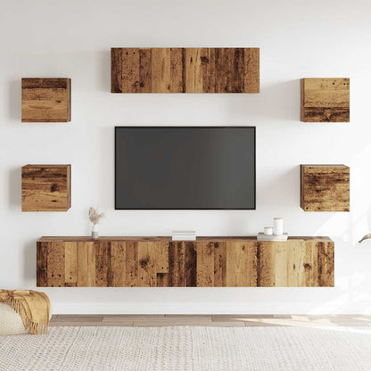 vidaXL 7 Piece TV Cabinet Set Wall-mounted Old Wood Engineered Wood