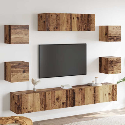 vidaXL 7 Piece TV Cabinet Set Wall-mounted Old Wood Engineered Wood