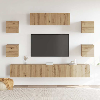 vidaXL 7 Piece TV Cabinet Set Wall-mounted Artisan Oak Engineered Wood