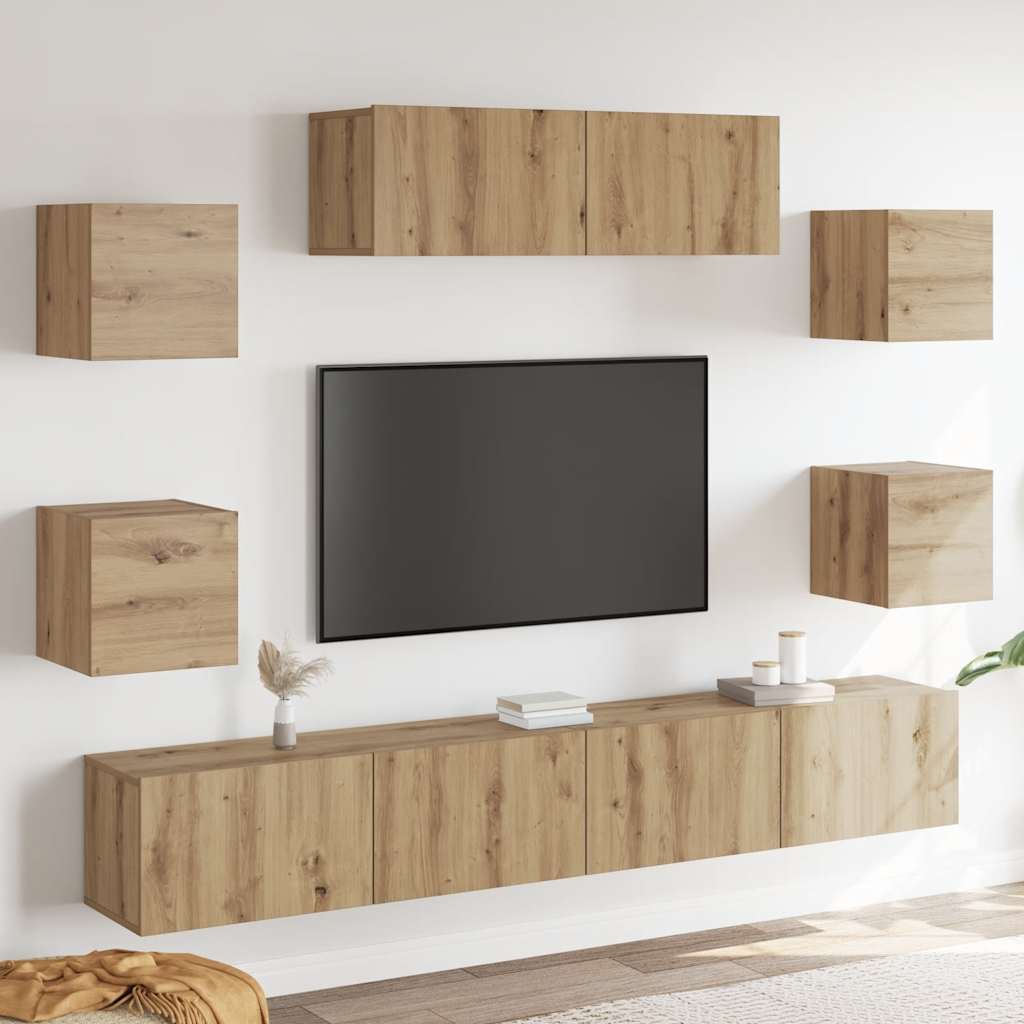 vidaXL 7 Piece TV Cabinet Set Wall-mounted Artisan Oak Engineered Wood