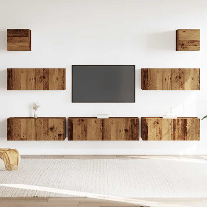 vidaXL 7 Piece TV Cabinet Set Wall-mounted Old Wood Engineered Wood