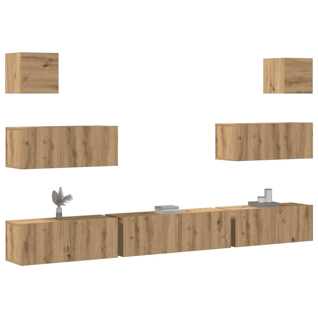 vidaXL 7 Piece TV Cabinet Set Wall-mounted Artisan Oak Engineered Wood