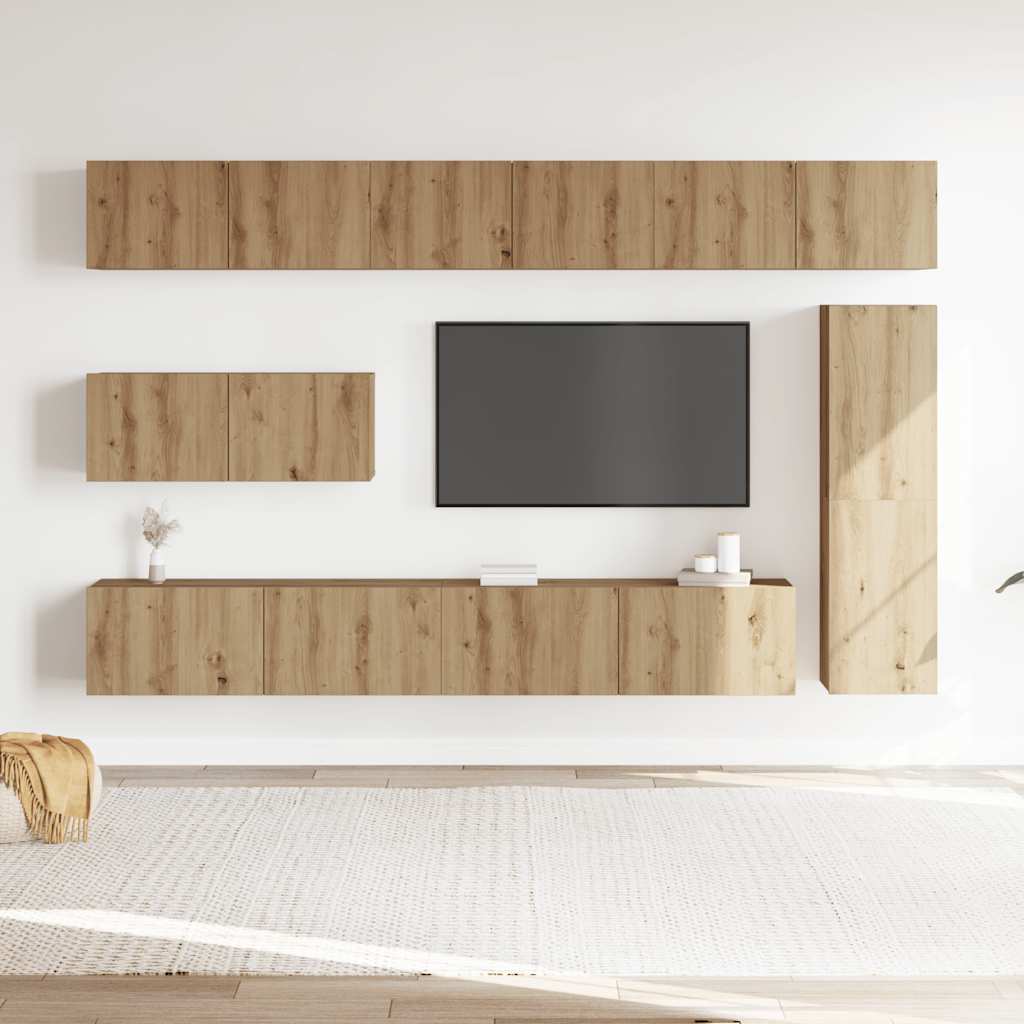 vidaXL 7 Piece TV Cabinet Set Wall-mounted Artisan Oak Engineered Wood