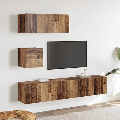 vidaXL 4 Piece TV Cabinet Set Wall-mounted Old Wood Engineered Wood