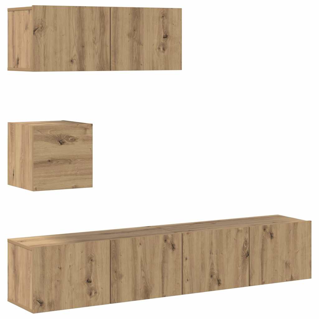 vidaXL 4 Piece TV Cabinet Set Wall-mounted Artisan Oak Engineered Wood