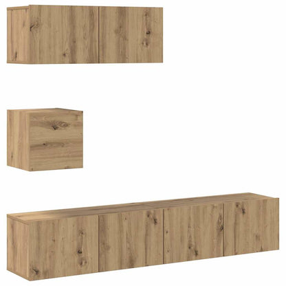 vidaXL 4 Piece TV Cabinet Set Wall-mounted Artisan Oak Engineered Wood