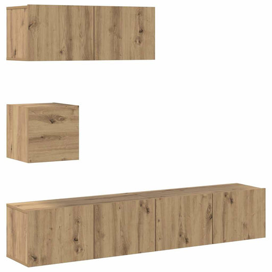 vidaXL 4 Piece TV Cabinet Set Wall-mounted Artisan Oak Engineered Wood