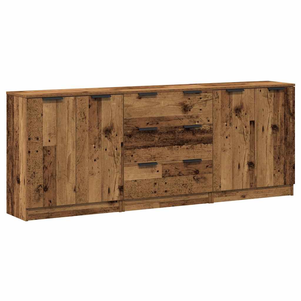 vidaXL Sideboards 3 pcs Old Wood 60x30x70 cm Engineered Wood