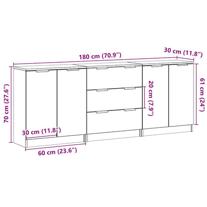 vidaXL Sideboards 3 pcs Old Wood 60x30x70 cm Engineered Wood