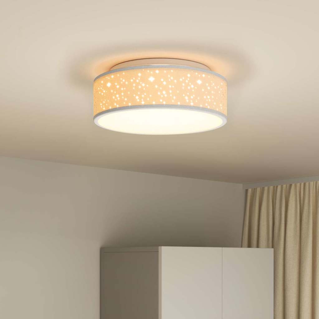 vidaXL Ceiling Lamp with Spotlights Grey 38 x 38 x 13.5 cm Fabric