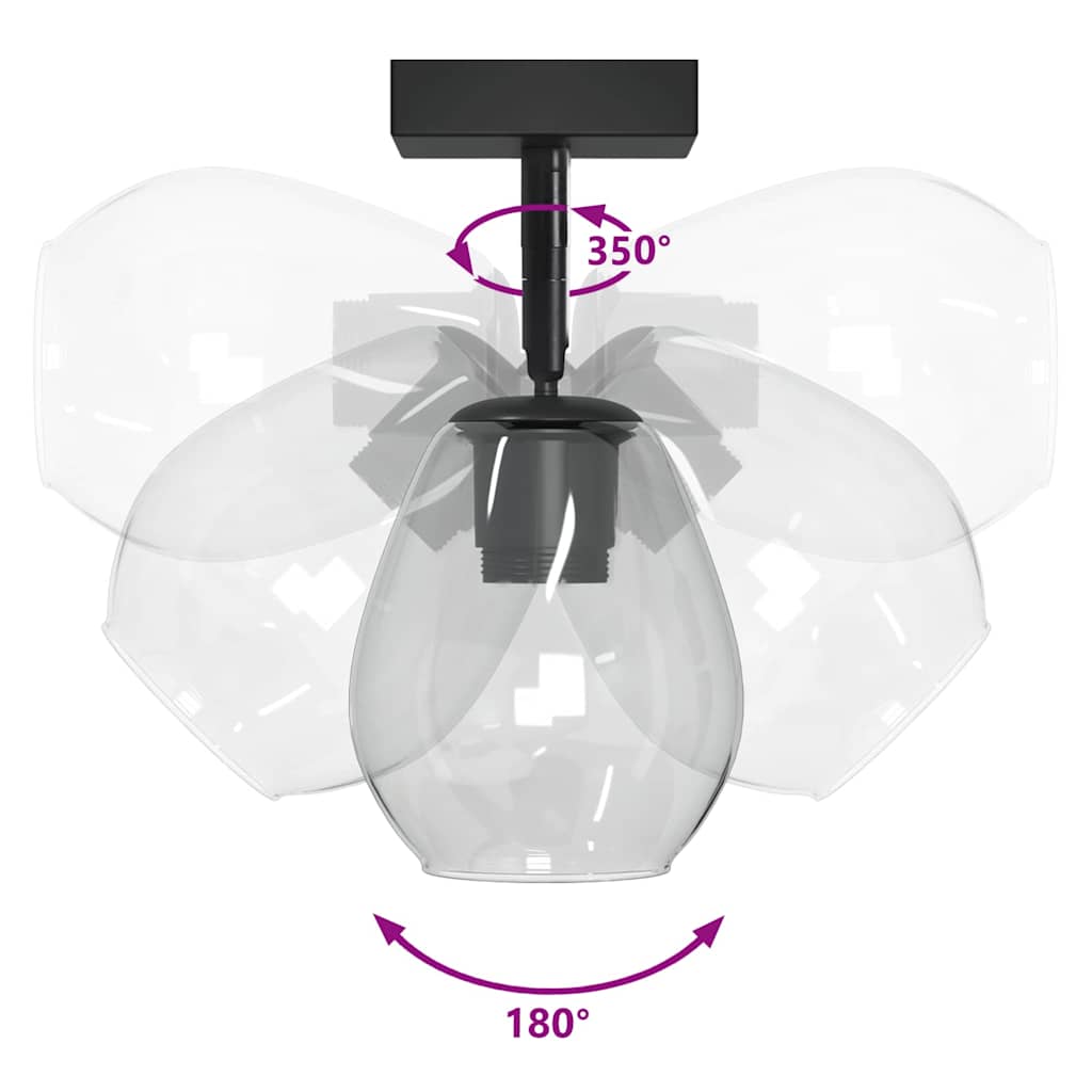 vidaXL Ceiling Spotlight Black 13 x 13 x 26 cm Glass and Metal
