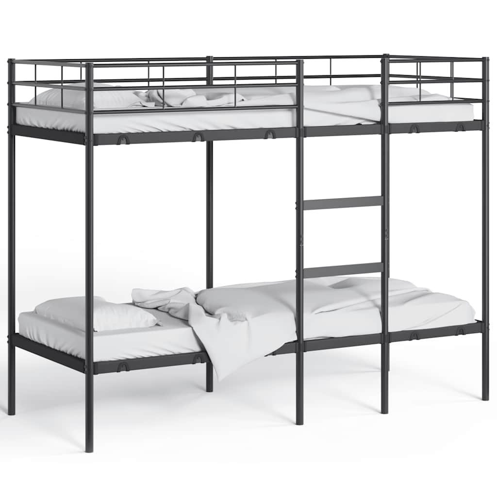 vidaXL Bunk Bed without Mattress Black 75x190 cm Small Single Steel