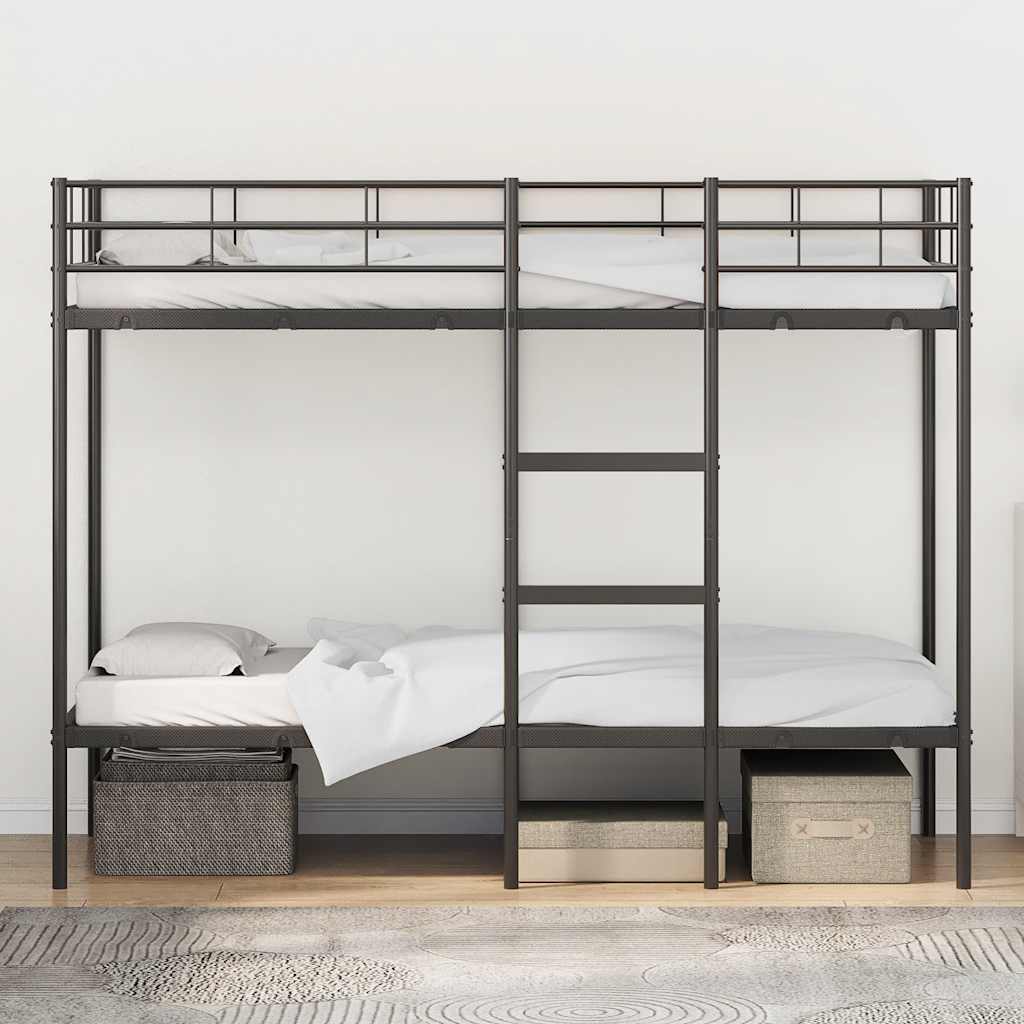 vidaXL Bunk Bed without Mattress Black 90x190 cm Single Steel