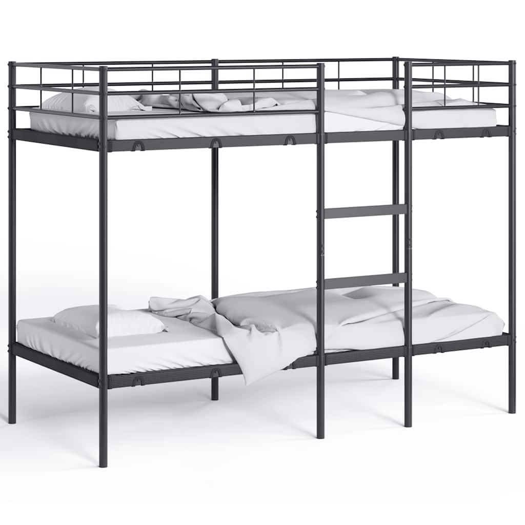 vidaXL Bunk Bed without Mattress Black 90x190 cm Single Steel