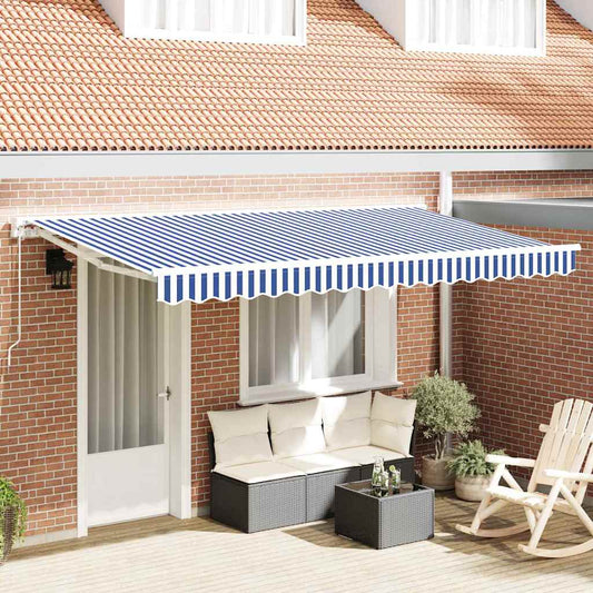 vidaXL Awning Replacement Fabric Blue and White 4 x 2 m Polyester
